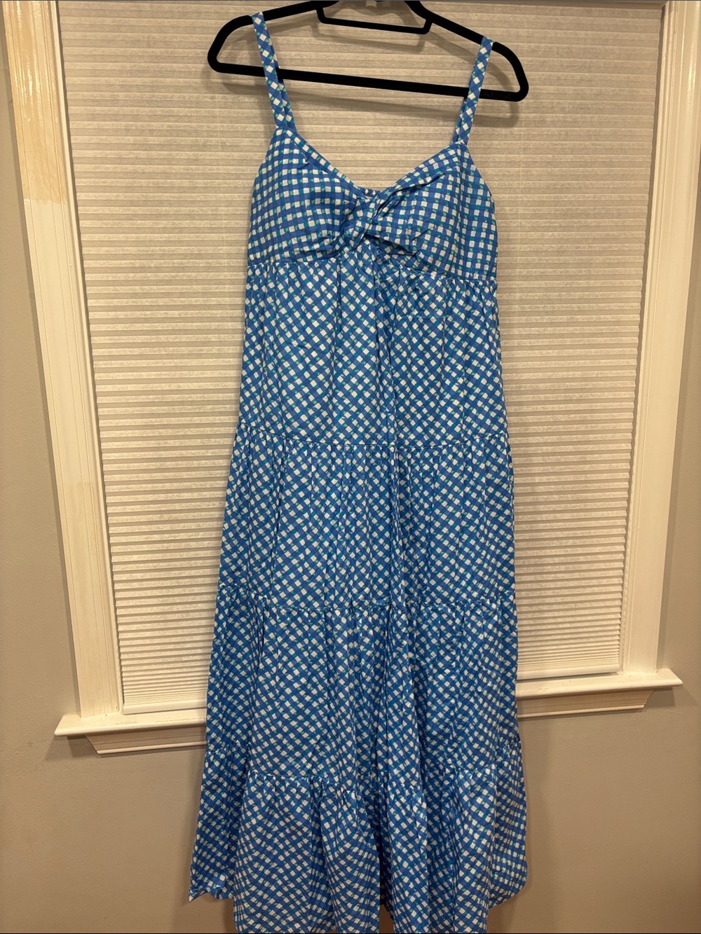 Lilly Pulitzer Blue and White Gingham Twist Front Maxi Dress